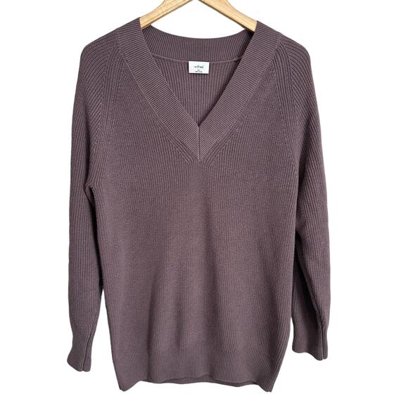 Wilfred Aritizia Ascona Wool Blend V Neck Oversized Sweater Taupe 2XS - Picture 1 of 10